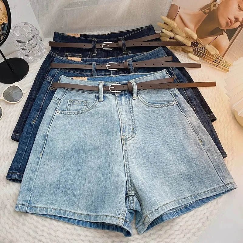 Shorts Wijde Pijpen Denim Vrouwen Jean Hoge Taille Slim Fit Jeans Casual Gesplitste Zakken 2024 Zomer Korte Femme Basics Denims