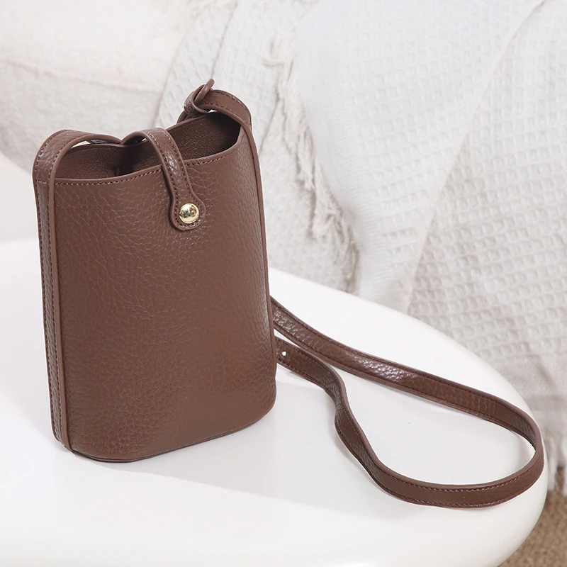 Bolso Bandolera de Cuero Suave para Teléfono Móvil, Ligero, Versátil, para Uso Diario, Bolso de Hombro