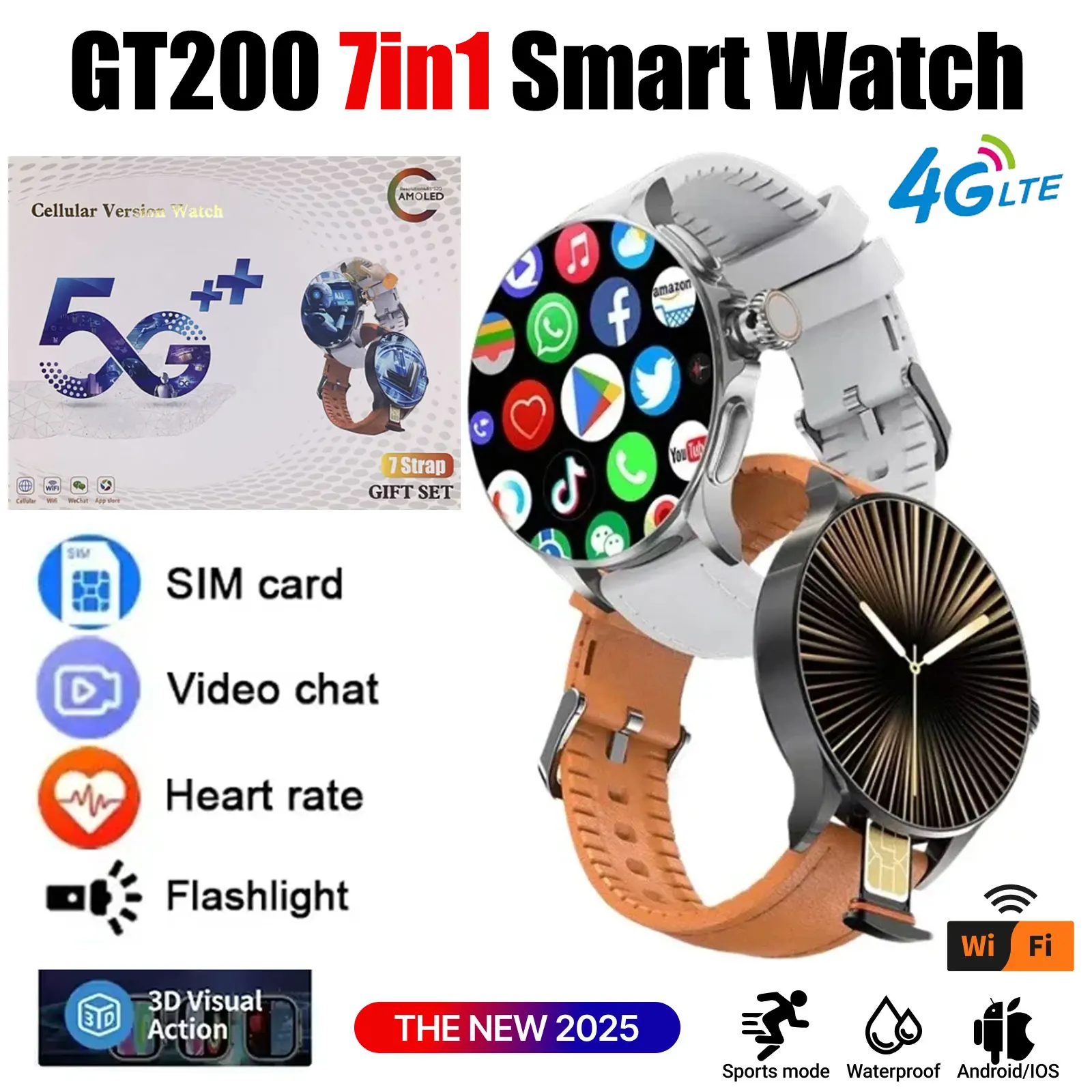 

GT200 Smart Watch: Features a Rotating Camera, Massive 256GB Storage, GPS, WiFi & 1.95" AMOLED Screen