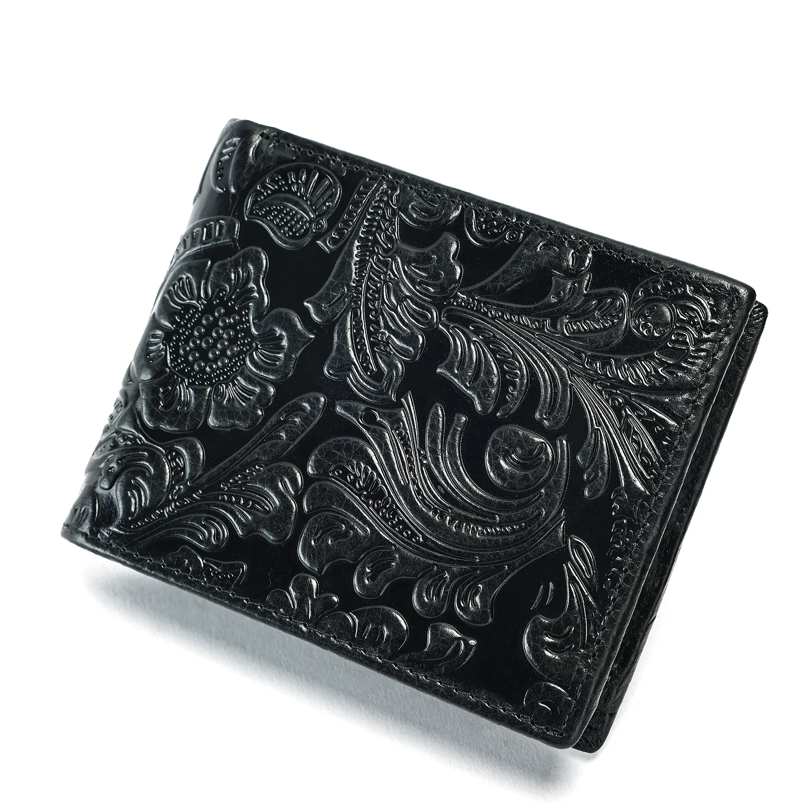 New Premium Men's Wallet - Full-Grain Vegetable-Tanned Leather, Hand-Tooled Bifold Design with Multi-Card Slots