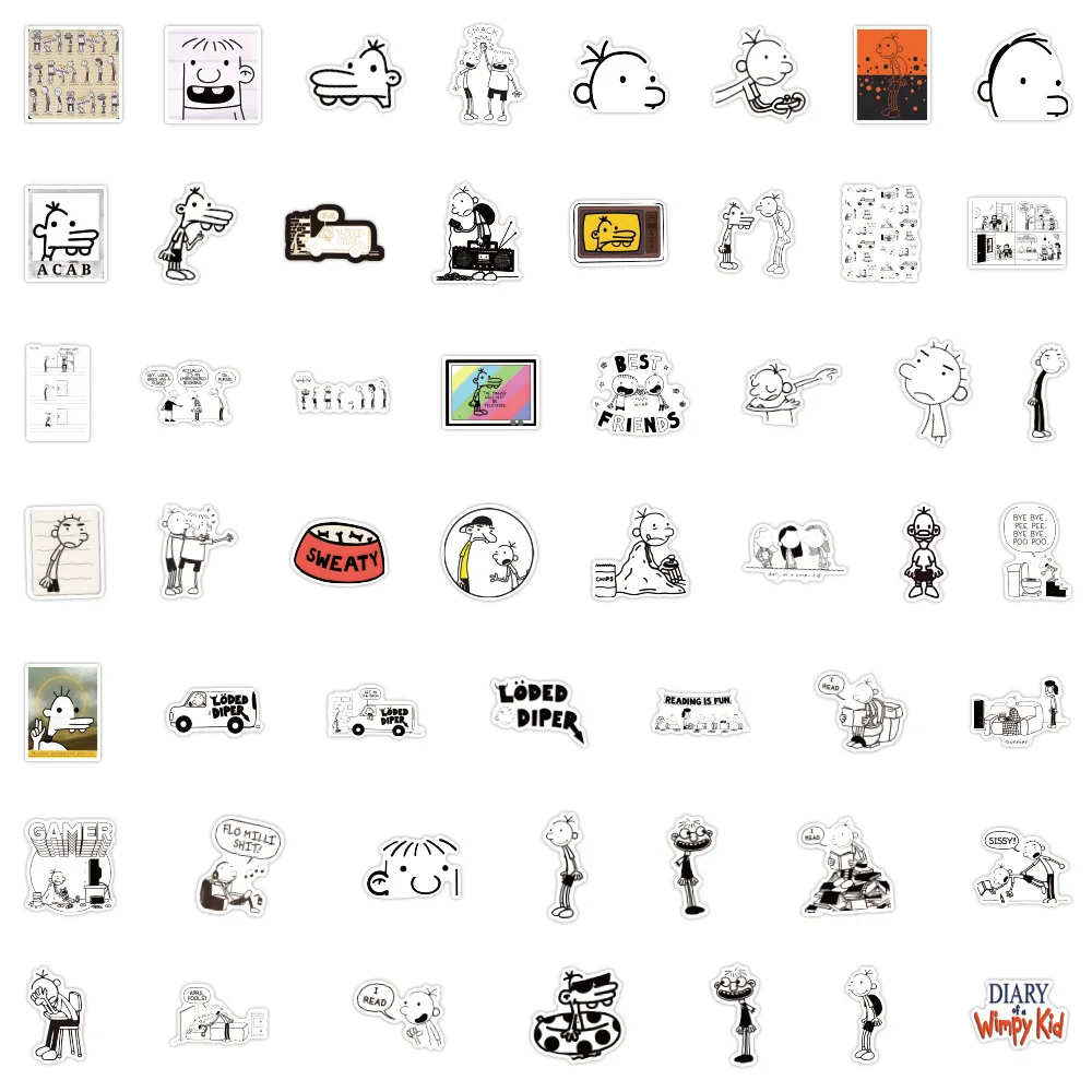 10/30/50PCS Diary of a wimpy kid Graffiti Sticker Decoration Guitar Skateboard Stationery Box Computer Waterproof Decal Toy