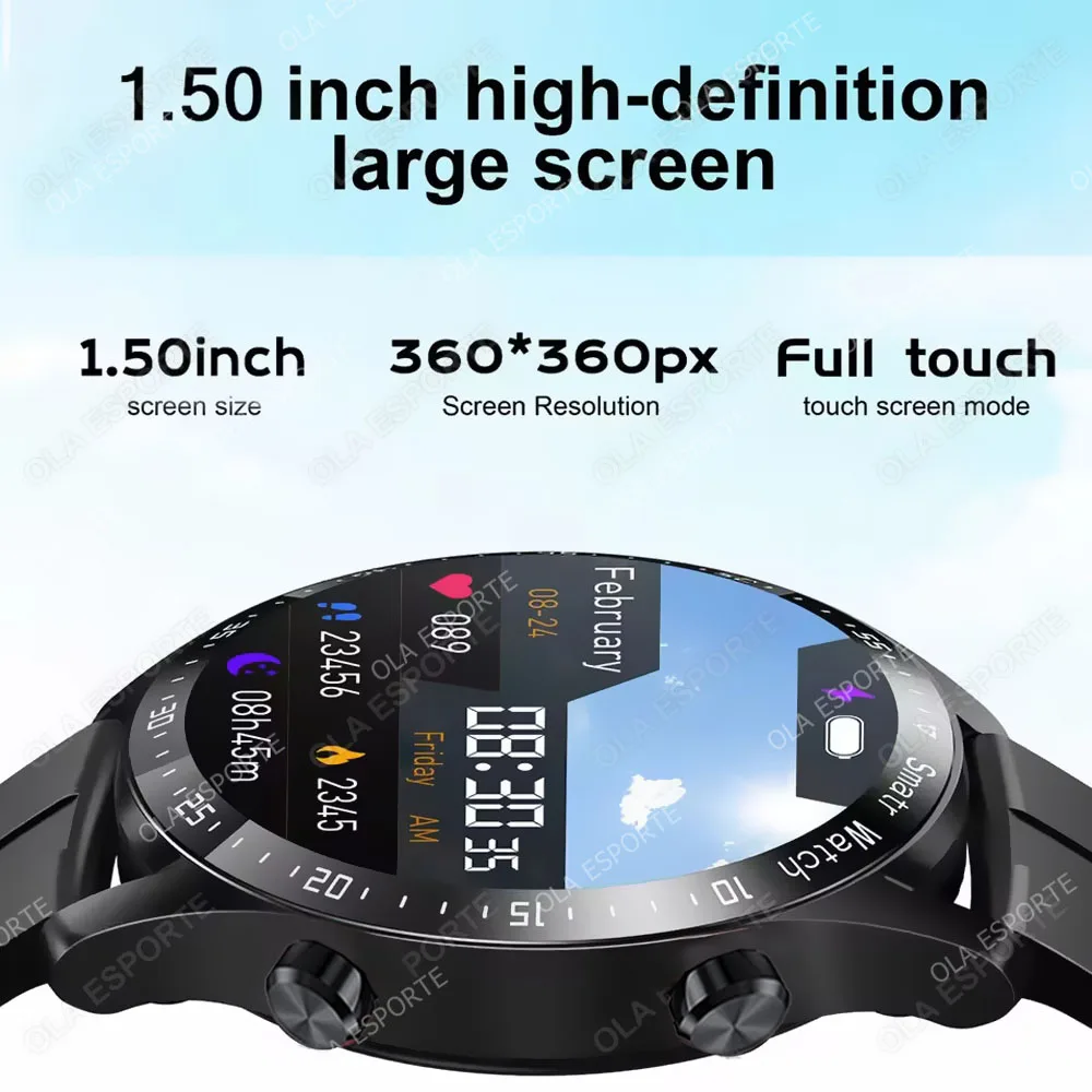 بلوتوث دعوة ساعة ذكية الرجال 1.53 بوصة 360*360 HD عرض معدل ضربات القلب النوم الصحة جهاز تعقب للياقة البدنية لتحديد المواقع الرياضة Smartwatches 2025