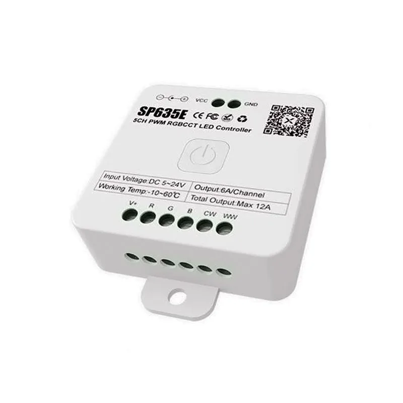 SP635E RGBCCT 5CH LED Controller Intelligent Music Bluetooth APP Control Used in Conjunction with RC4/RB4 Remote Control DC5-24V