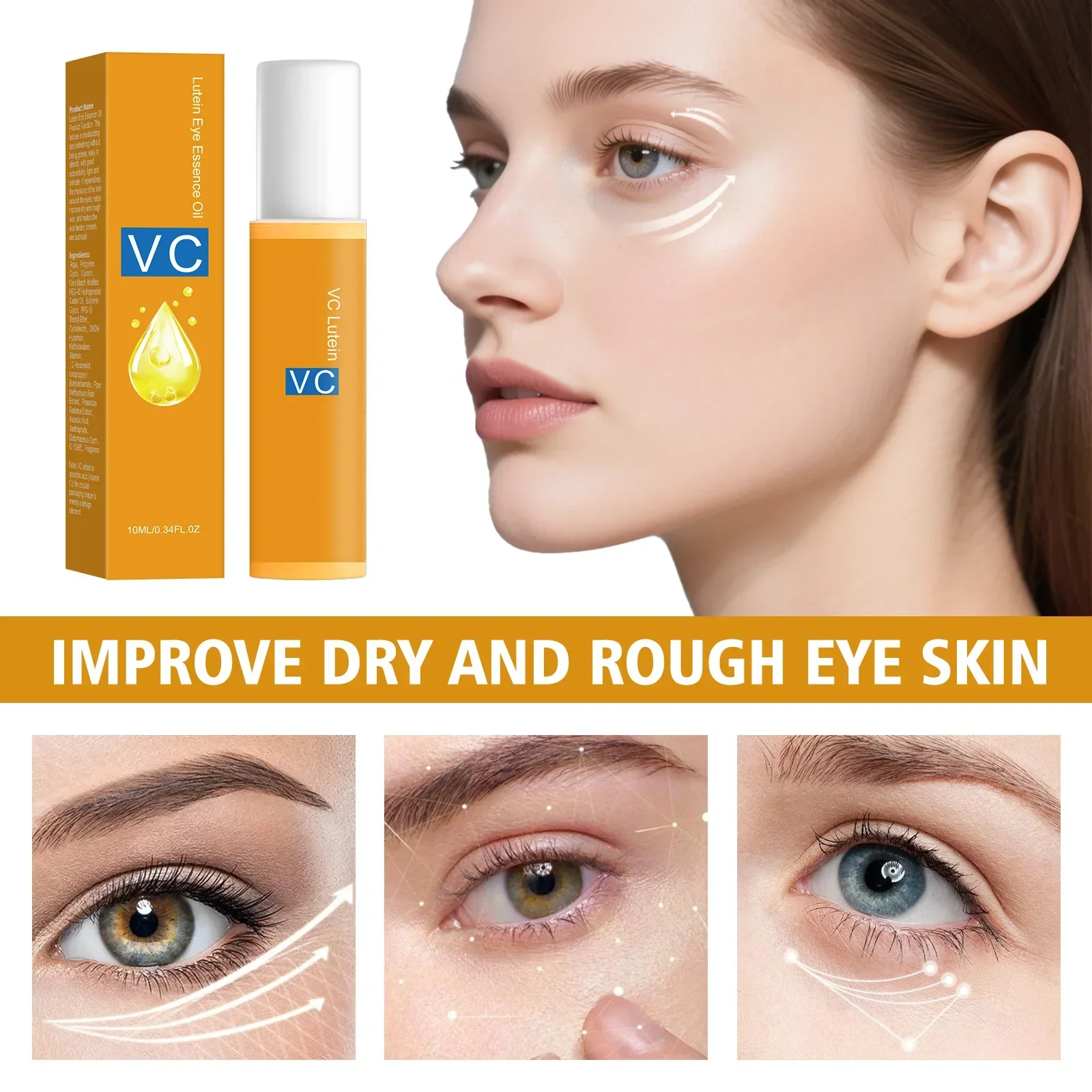 Vitamin C Eye Treatment Oil 10ml - Carotene Formula Moisturizes, Firms Improves Texture. Reduces Under-Eye Dryness Effectively