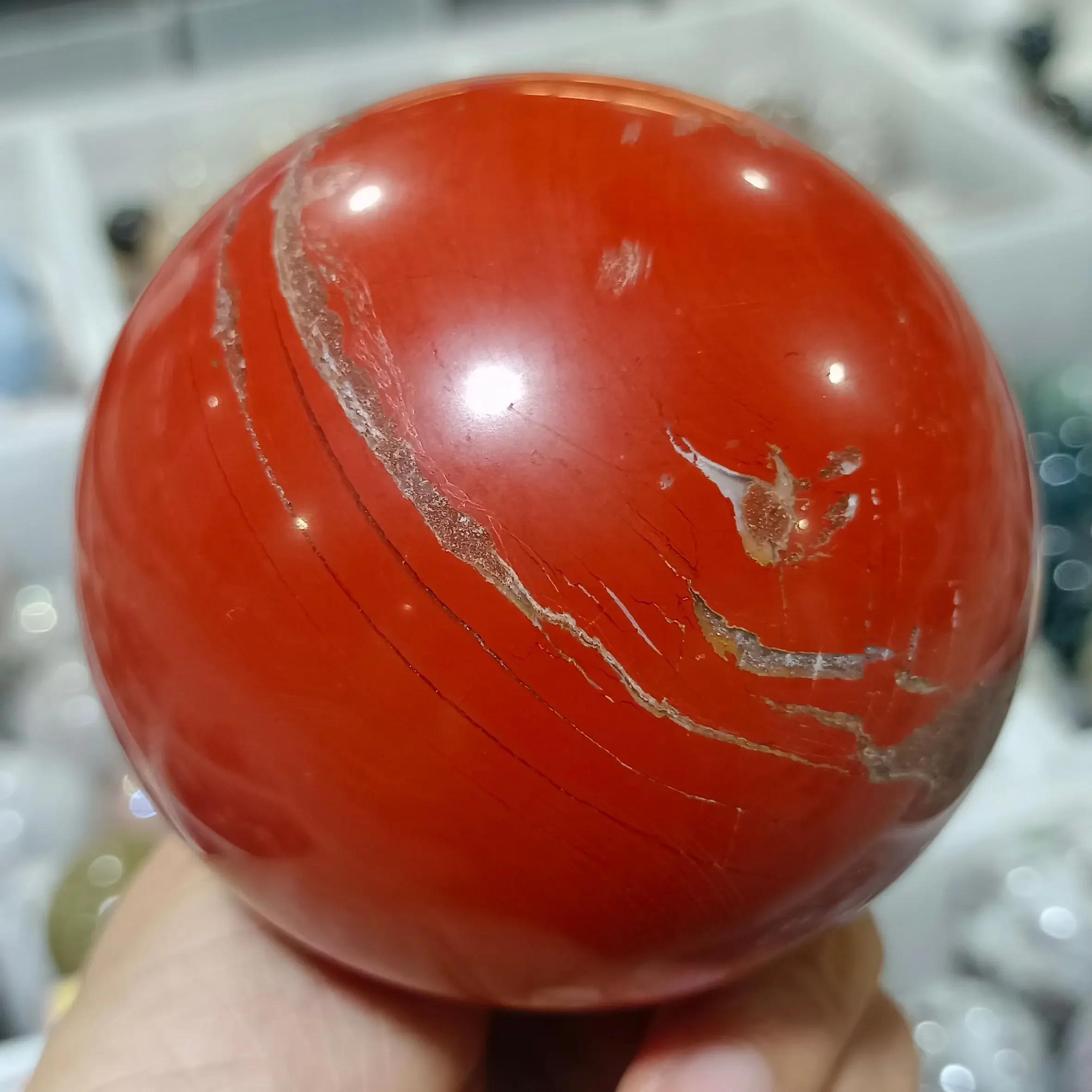 Magical Natural Red Jasper Stone Ball Quartz Crystal Mineral Reiki Treatment Home Office Degaussing Decoration Collection Gem