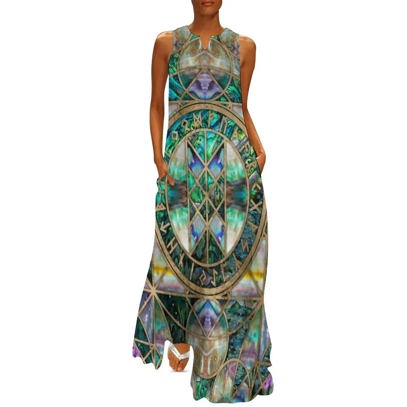 

Web of Wyrd The Matrix of Fate -Abalone Shell Long Dress Woman clothes Clothing female cute dress Dress