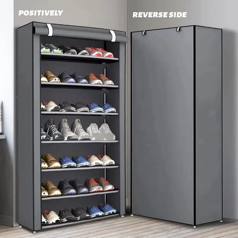 6, 8, and 10-Tier Multi-Color Dust-Proof Shoe Racks with Dust-Proof Rolling Shutter Doors, Easy to Assemble, Space-Saving