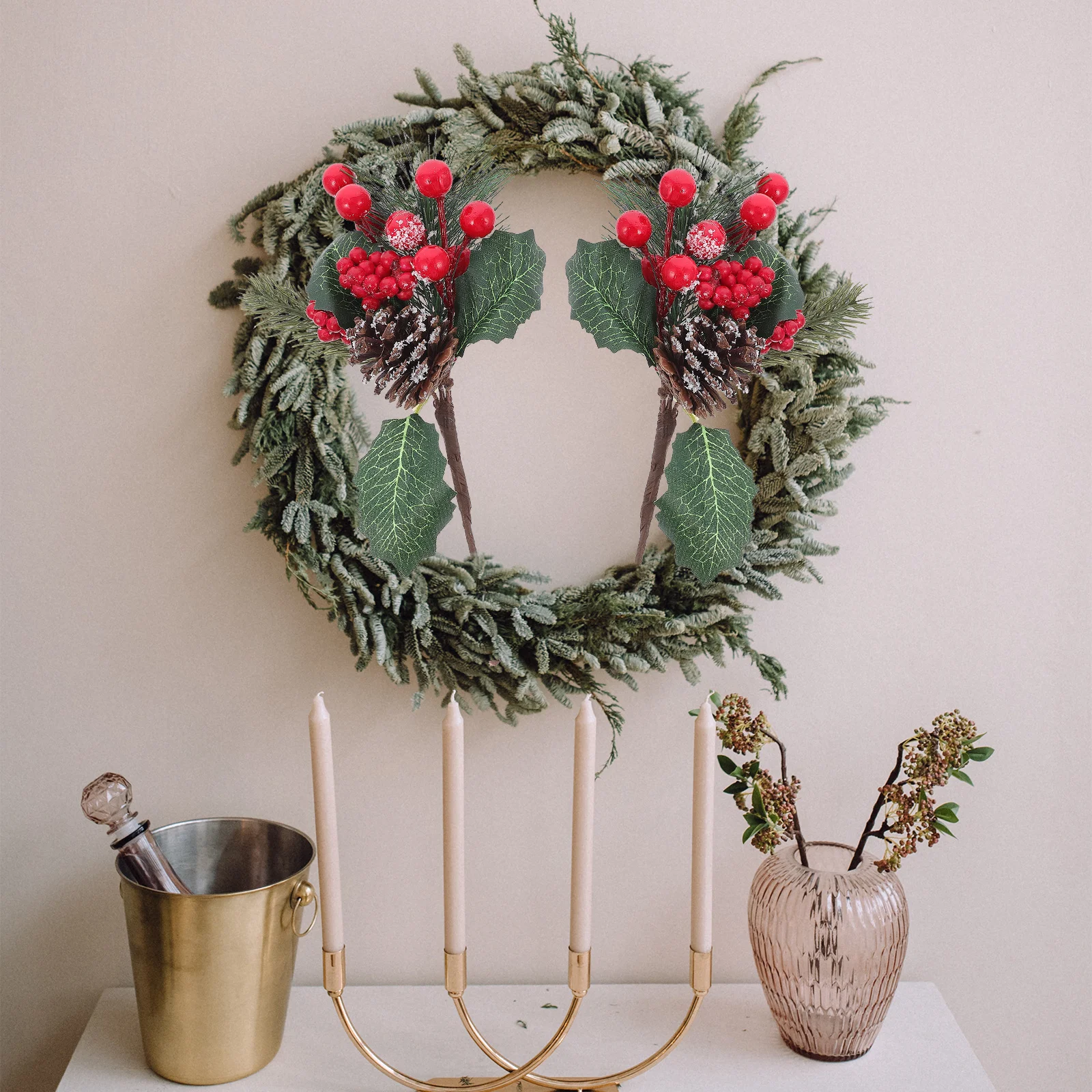 

8Pcs Simulation Pine Cones Faux Pine Needles Christmas Tree Decorations Romantic Festive Photo Prop Christmas Tree Cuttings