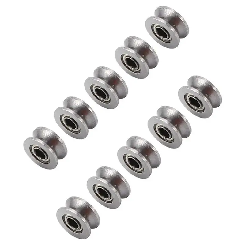 

A84E-100Pcs U Groove Bearing U624ZZ Carbon Steel Durable V Groove Ball Bearing Pulley For Rail Track Linear Motion Systems