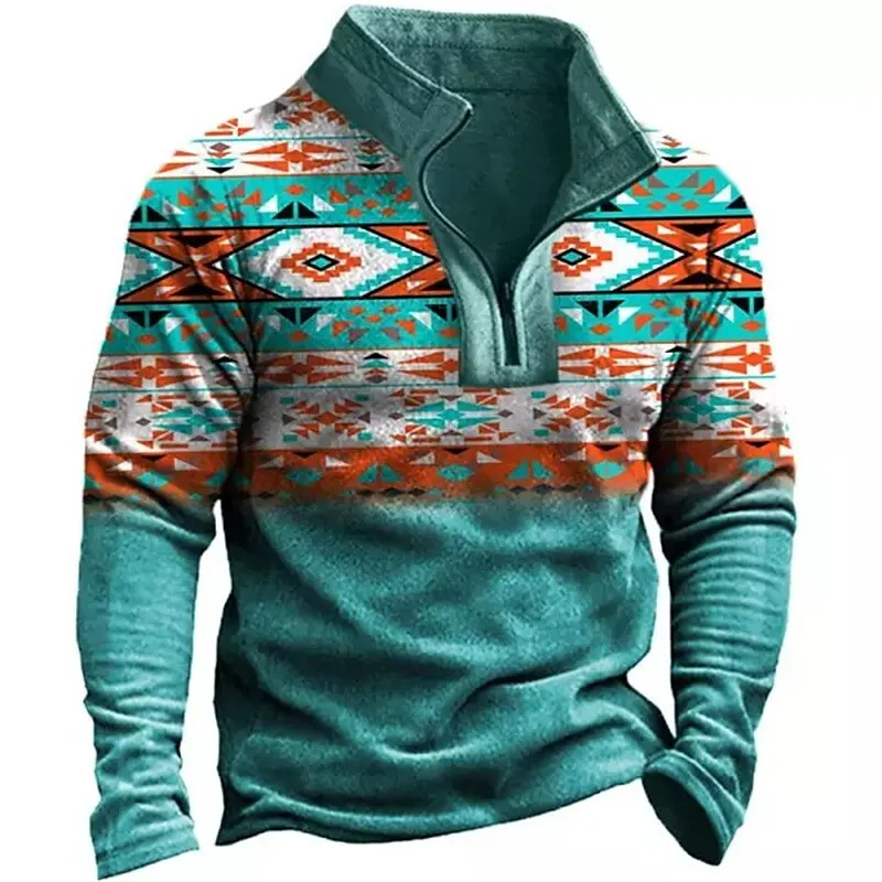 New Year Jacket Vintage Hoodies For Men Ethnic Totem Zip 3D Print Y2K Sweater Autumn Long Sleeve Sweatshirt Oversized Clothing