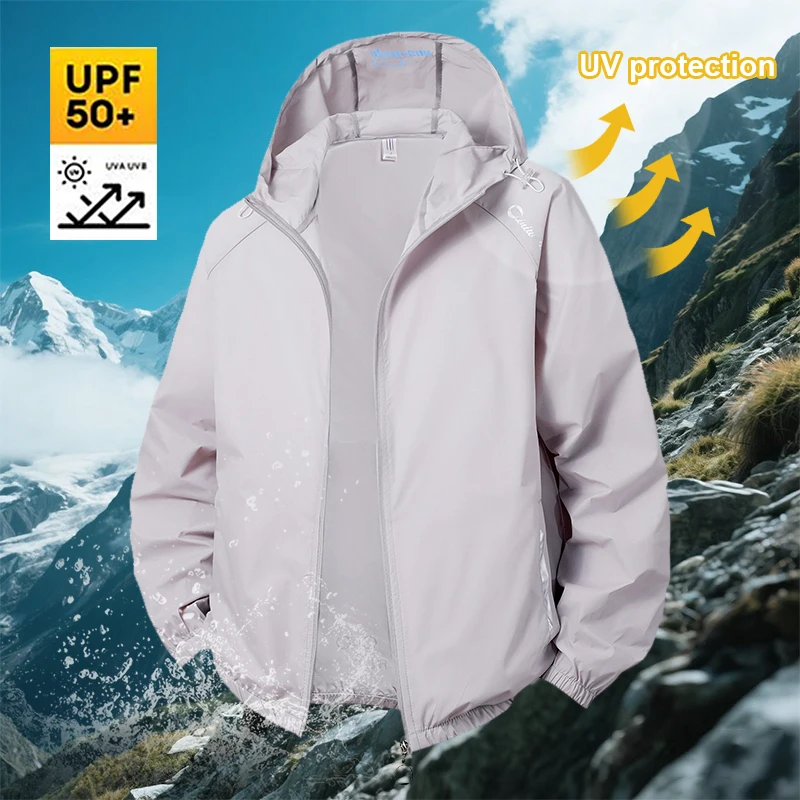 

Summer Men's Sun Protection Clothing Lightweight Breathable Ice Silk Hooded Quick Dry Jacket Outdoor Anti-ultraviolet Skin Coat