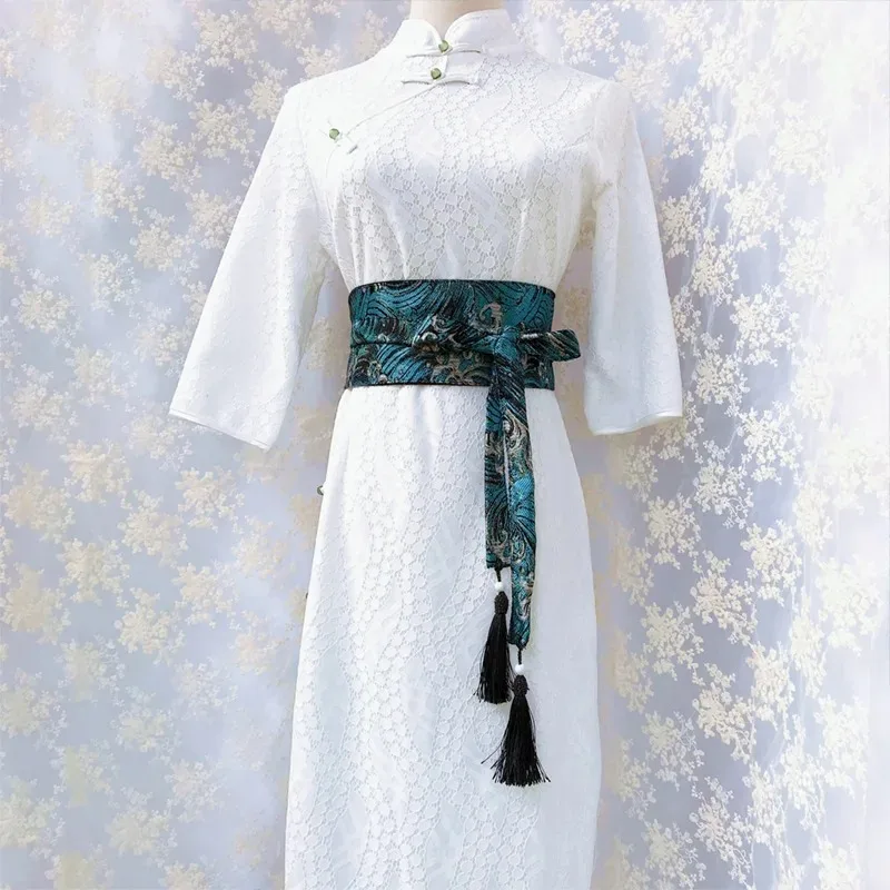 Japanse Kimono Riem Yukata Crane Haori Obi Taille Riemen Kwastje Vrouwen Corset Riem Golfpatroon Brede Riem