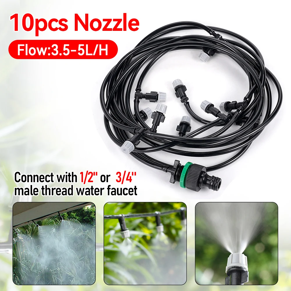 

5M DIY Automatic Micro Drip Irrigation System Sprinkler Watering Kit Garden Hose with 10 Adjustable Dripper Watering Fitting