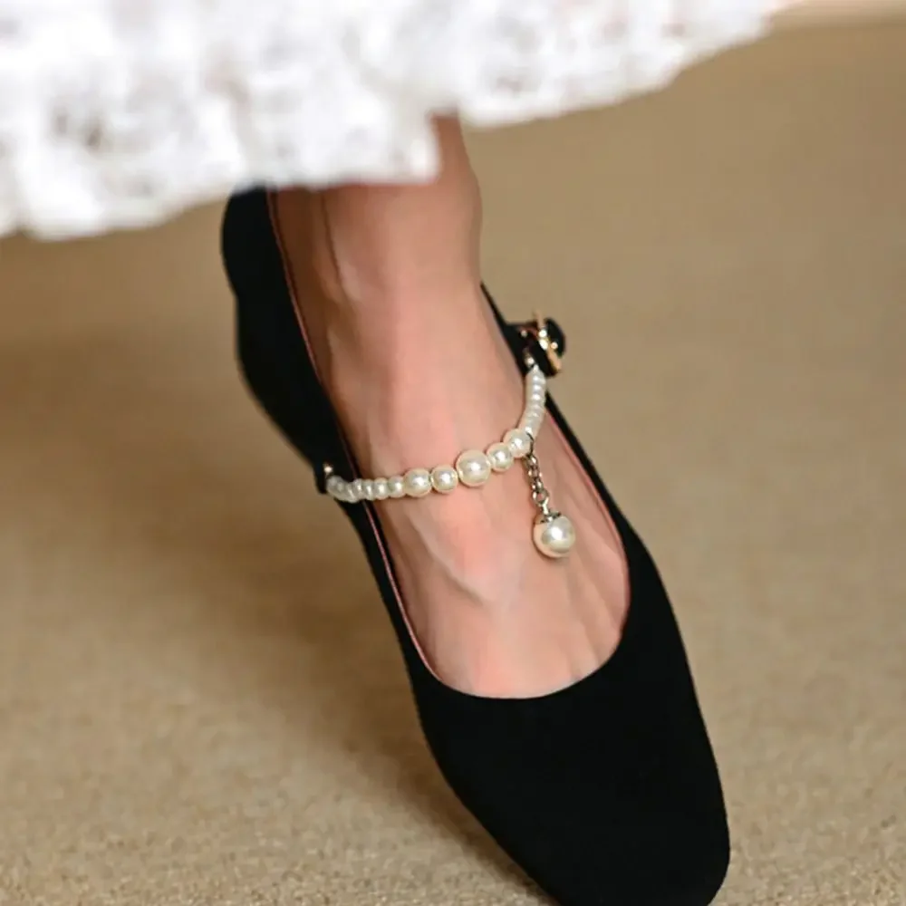Ankle Chain Ankle Holding High Heels Decorations Women Shoelaces High Heels Chain High-heeled Shoes Straps Pearl Heels Band