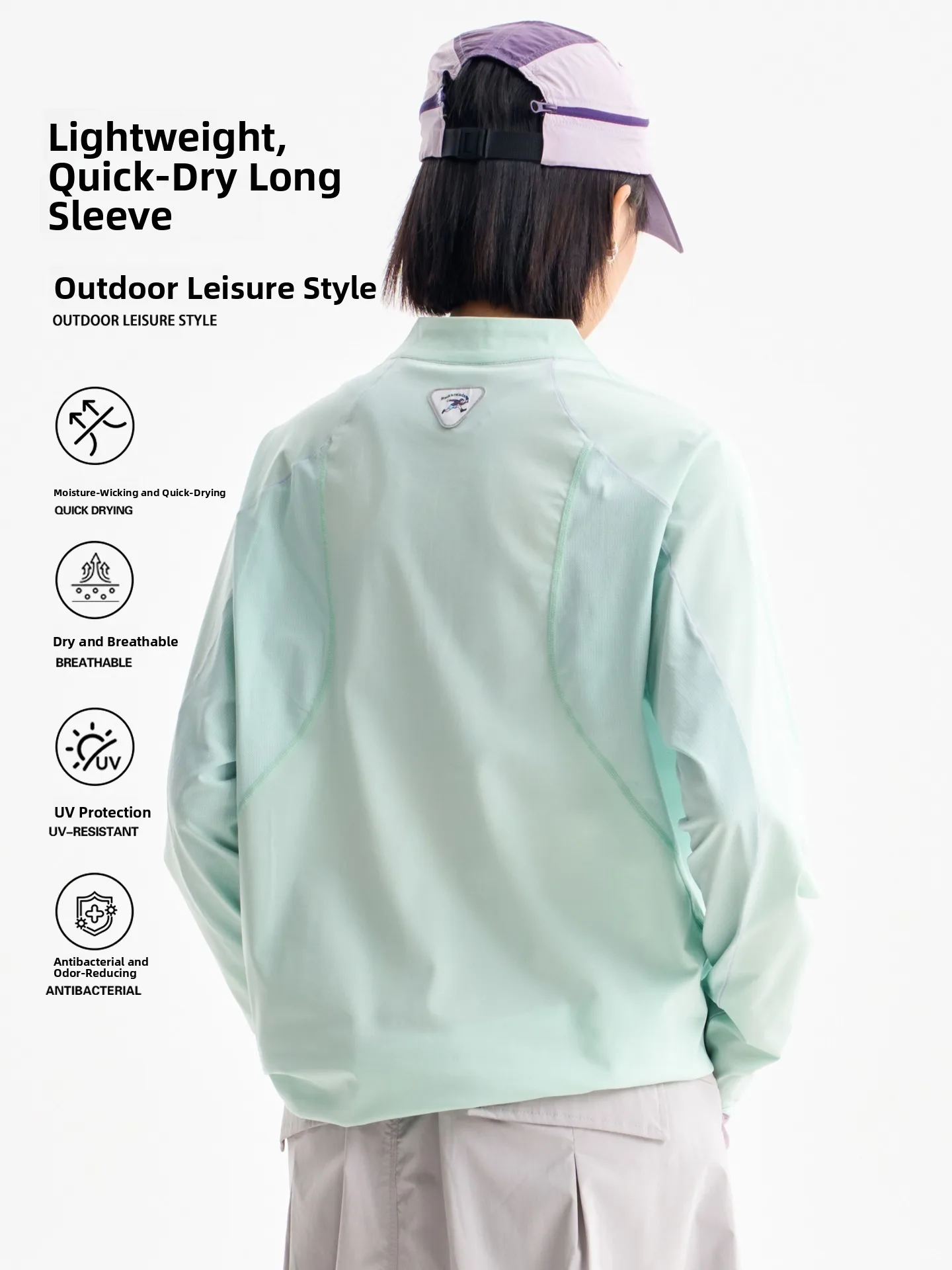 Outdoor Moisture-Wicking Quick-Dry Half-Zip Long-Sleeve T-Shirt Unisex Loose Casual Hiking Cycling Sport Top Polyester Fiber ...