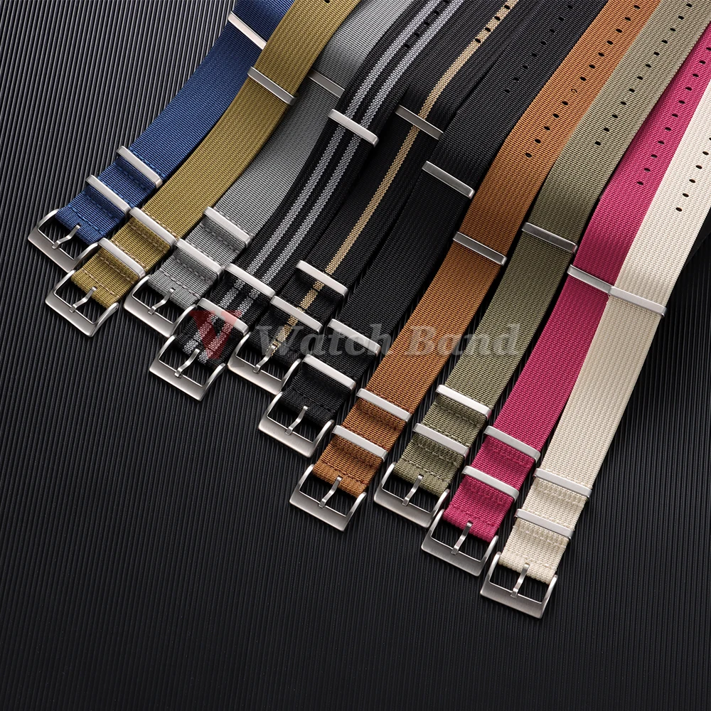 High Quality Fabric Watchband 18mm 20mm 22mm Sport Watch Straps Woven Nylon Strap One Piece Weave Watch Band for Omega for Seiko view 2