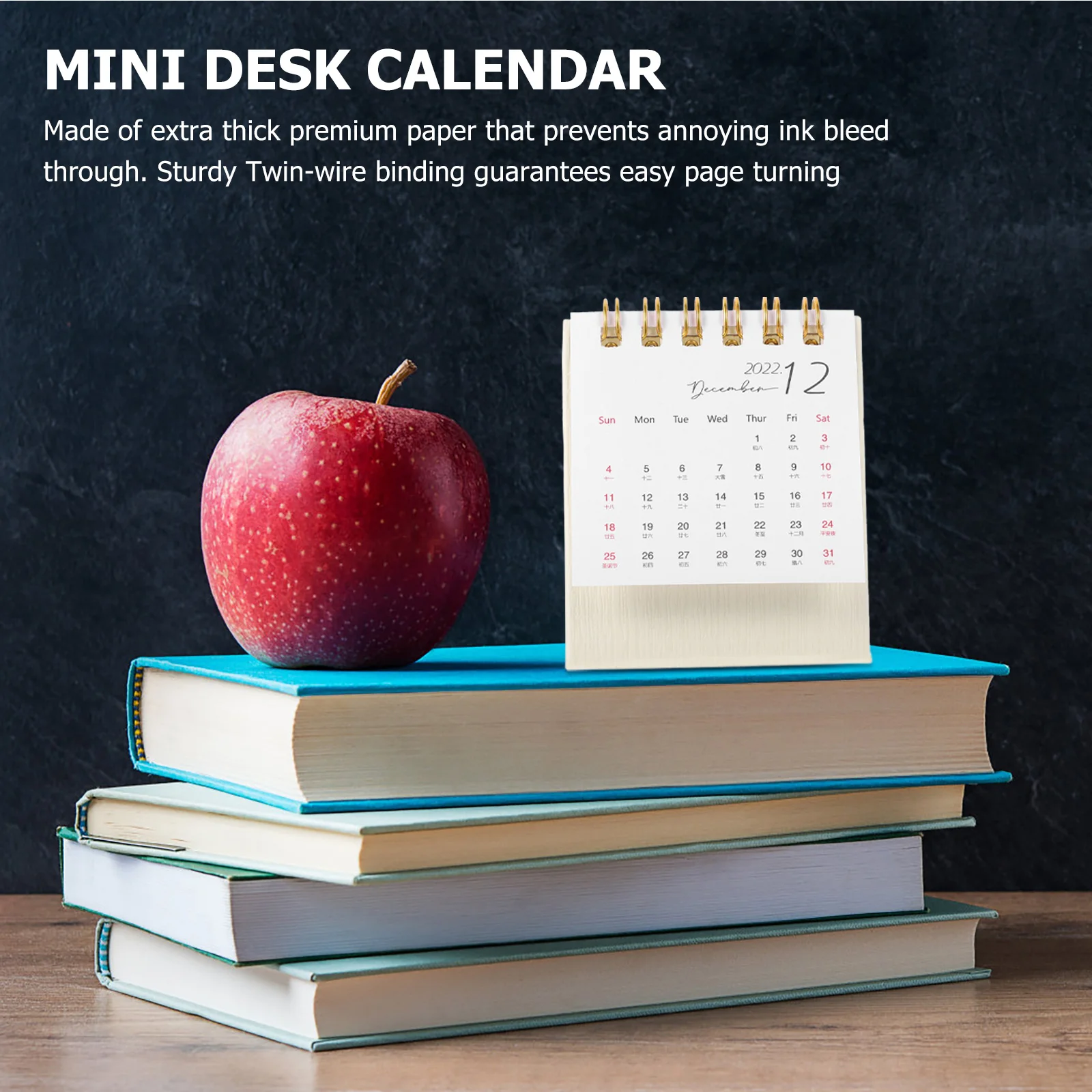 

2pcs Mini Wall Calendar Thick Paper Foldable Stand Sturdy Binding Easy Storage Simple Design Premium Organizer Tool Decorative