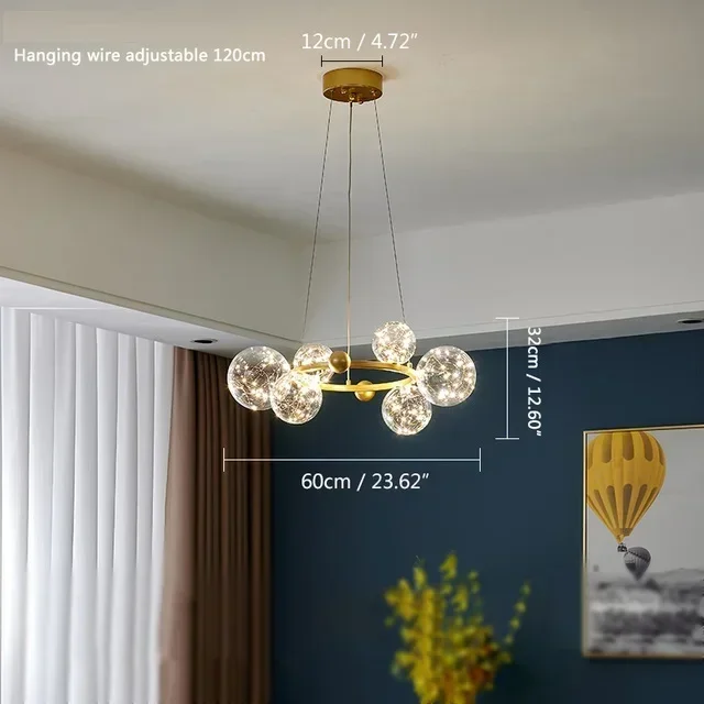 JIANKEXING Nordic Kreative Magic Bean Starry Sky LED Anhänger Lampe Restaurant Wohnzimmer Schlafzimmer Glas Kronleuchter Romantische Dekor Beleuchtung 4