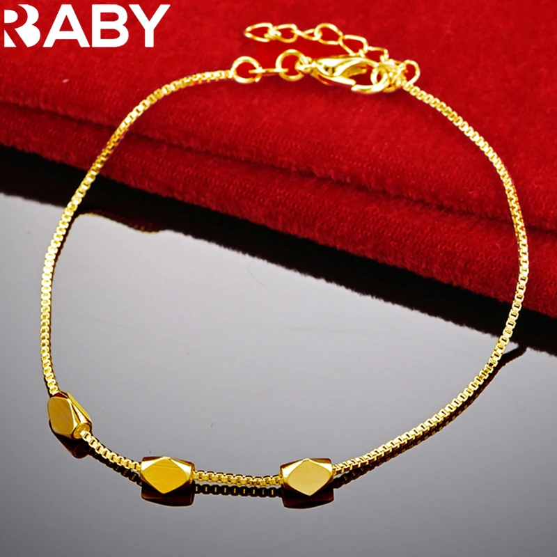 

URBABY 18K Gold Geometric Beads Box Chain Bracelets For Women Fashion Wedding Engagement Party Charms Jewelry Accessories