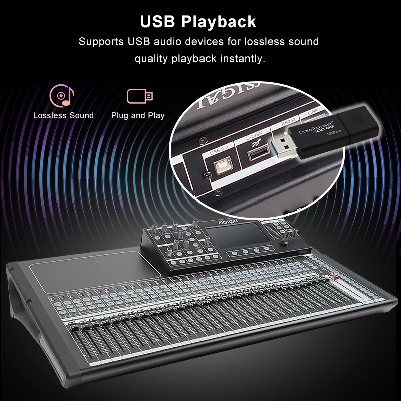 Touchscreen Stage Recording Mixers Audioconsole Geluidssysteem DJ Controller Professionele 32-kanaals digitale mixer