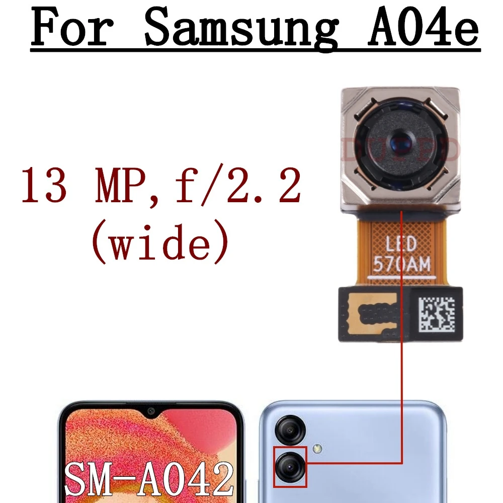 كاميرا أمامية وخلفية لسامسونج غالاكسي a04e ، وحدة رئيسية مع كابل مرن