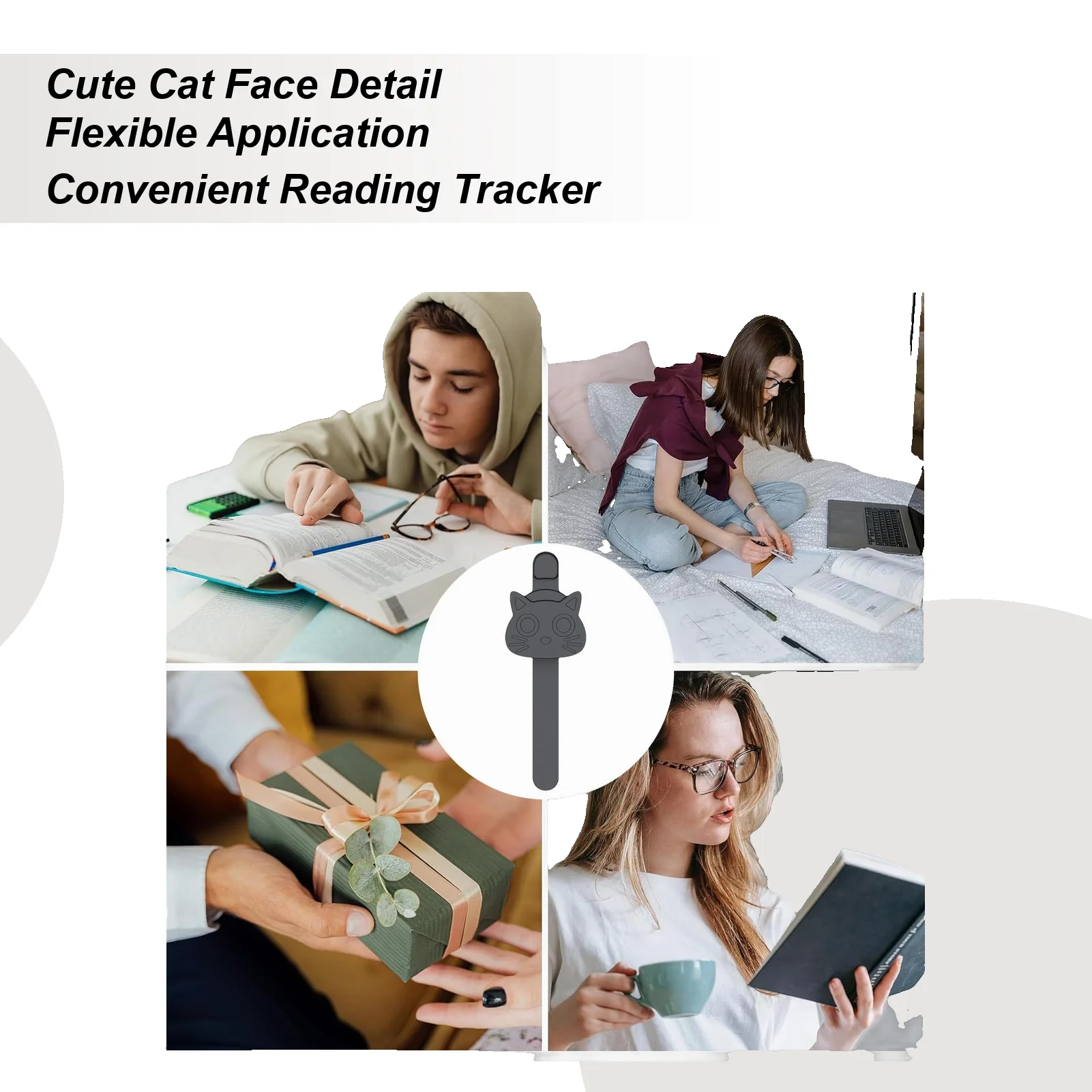 고양이 책갈피 자석 실리콘 홀더 도구 청소년을위한 동물 책갈피 교사 독서 애호가 소설 만화 요리책 문서
