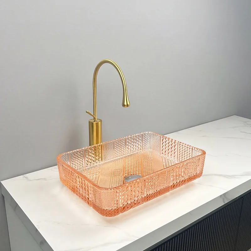 Crystal glass table wash basin wash basin