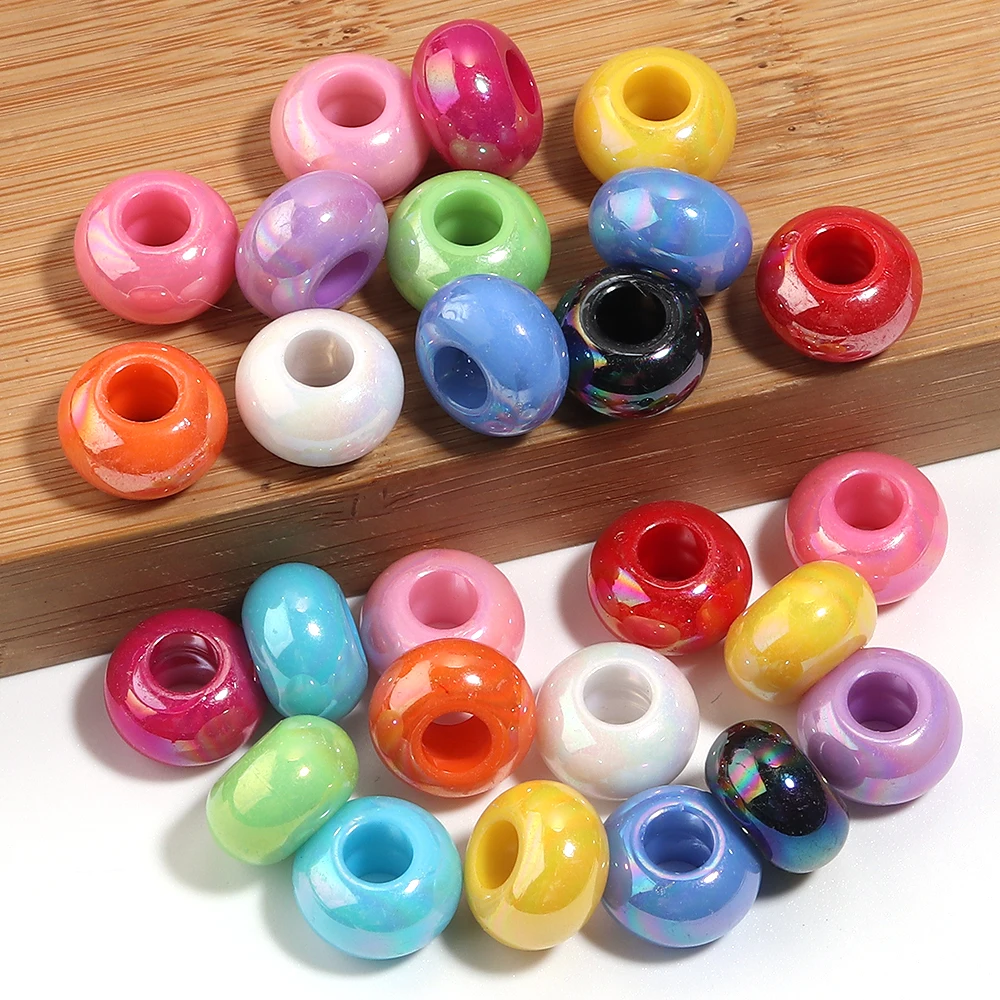 50 Stück/Set UV-Farbige Großloch-Acrylperlen in Radform Lose Abstandsperlen für Schmuckherstellung DIY Armband Halskette Zubehör – Detail 6