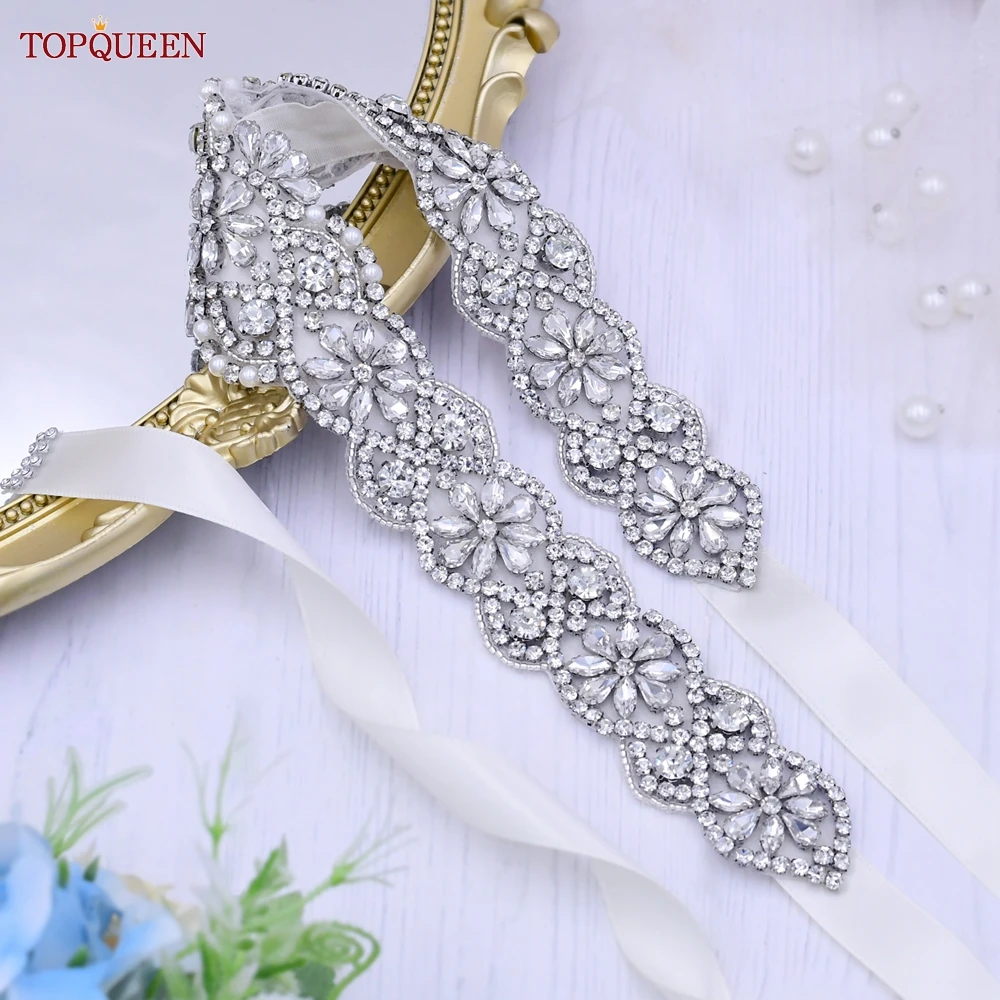 Topqueen S161B-G Dames Wedding Party Vol Goud Strass Riem Luxe Designer Riemen Voor Vrouwen Bridal Decoratieve Diamant Riem