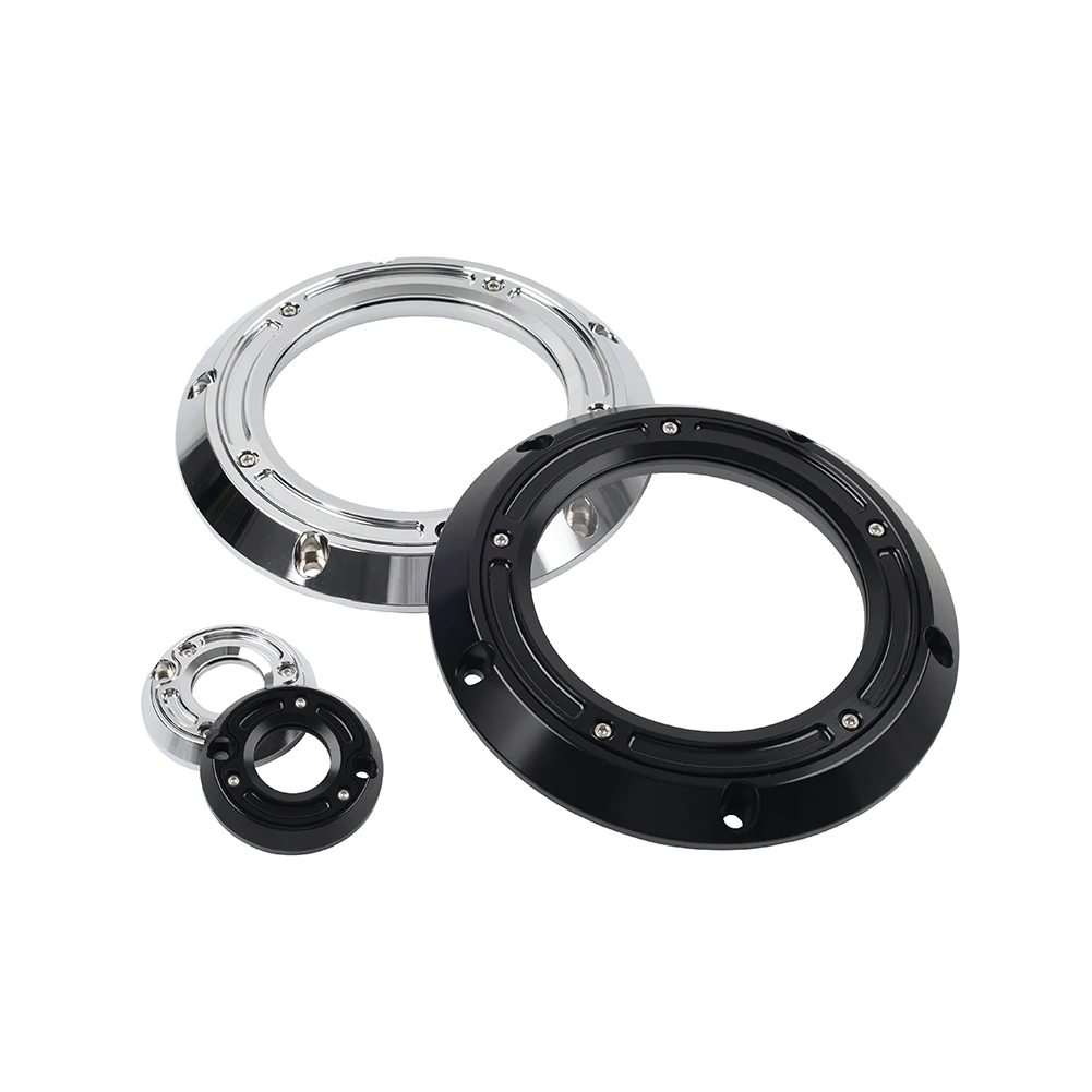 2Pcs Motorcycle Engine Derby Timer Timing Cover Protector For  Touring Electra Glide FLH 2016-2023 Aluminum Black/Chrome