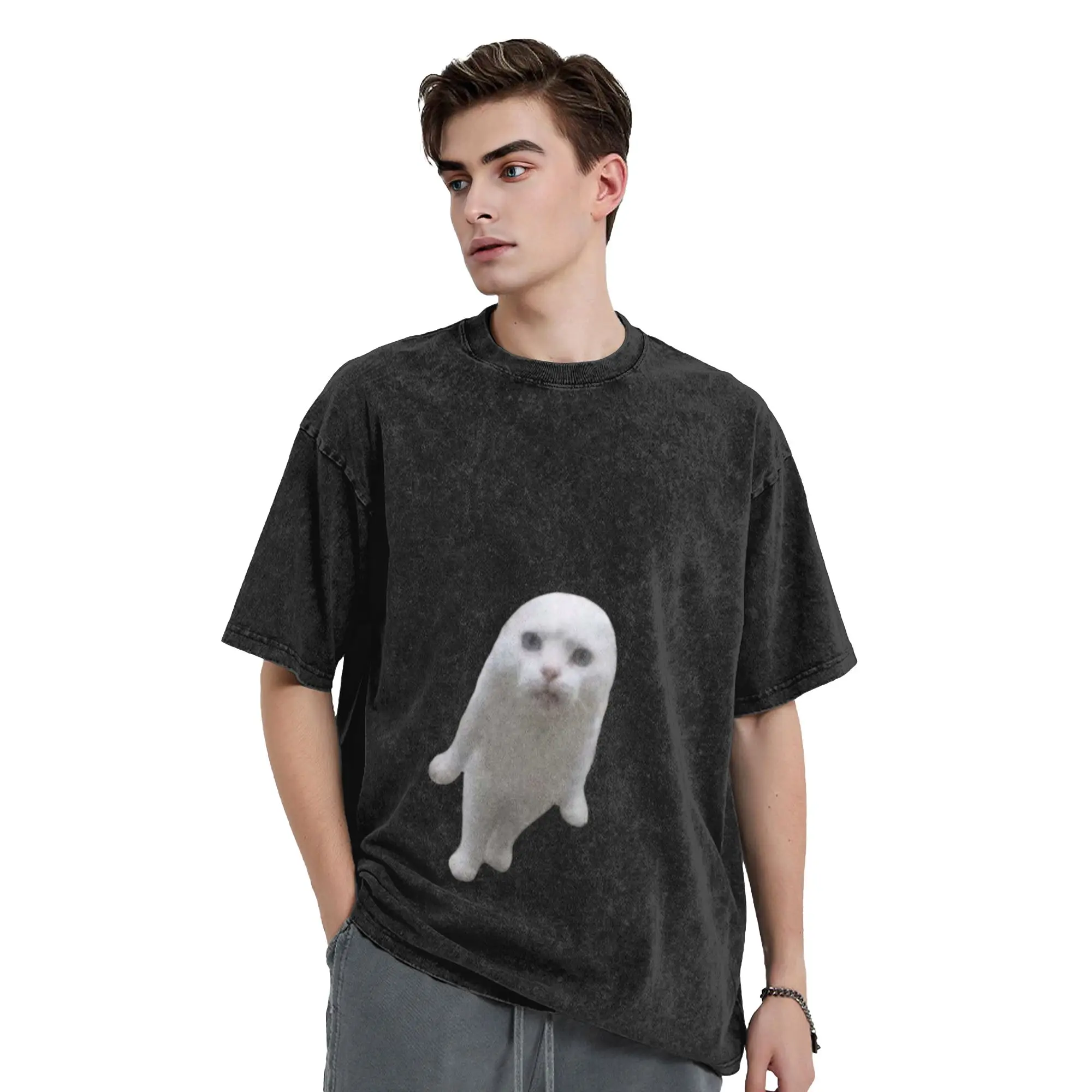 angry catto Classic Cool A T-Shirt Oversized Short Sleeve Cotton Tees Tops