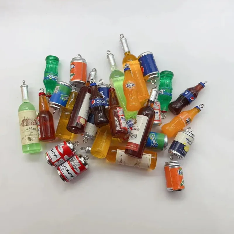 10pcs resin pendant charm mini beverage bottle shaped pendant DIY jewelry making earrings, necklaces, bracelet accessories