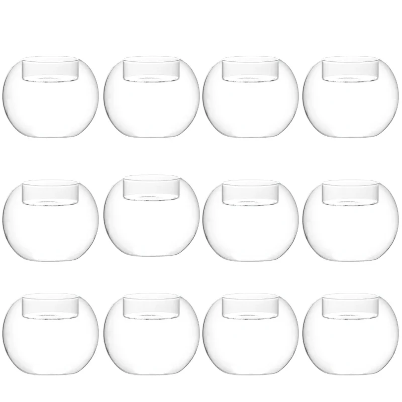 Classic Clear Glass Tea Light Candle Holders Bulk Fit for Tiny Bud Vases for Home Wedding Candle Centerpieces DIY Crafting