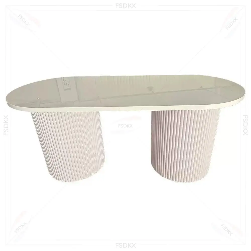

FSDKX Customizable White Modern PVC Acrylic Oval Dining Table for Wedding Party Home Decor