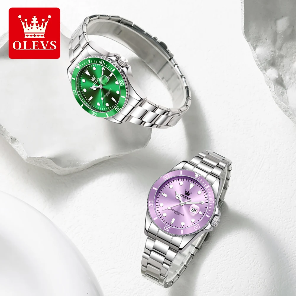 OLEVS 5885 Elegance Women Watch Original Quartz Movement Night Light Function Stainless Steel Strap Waterproof Watch For Women