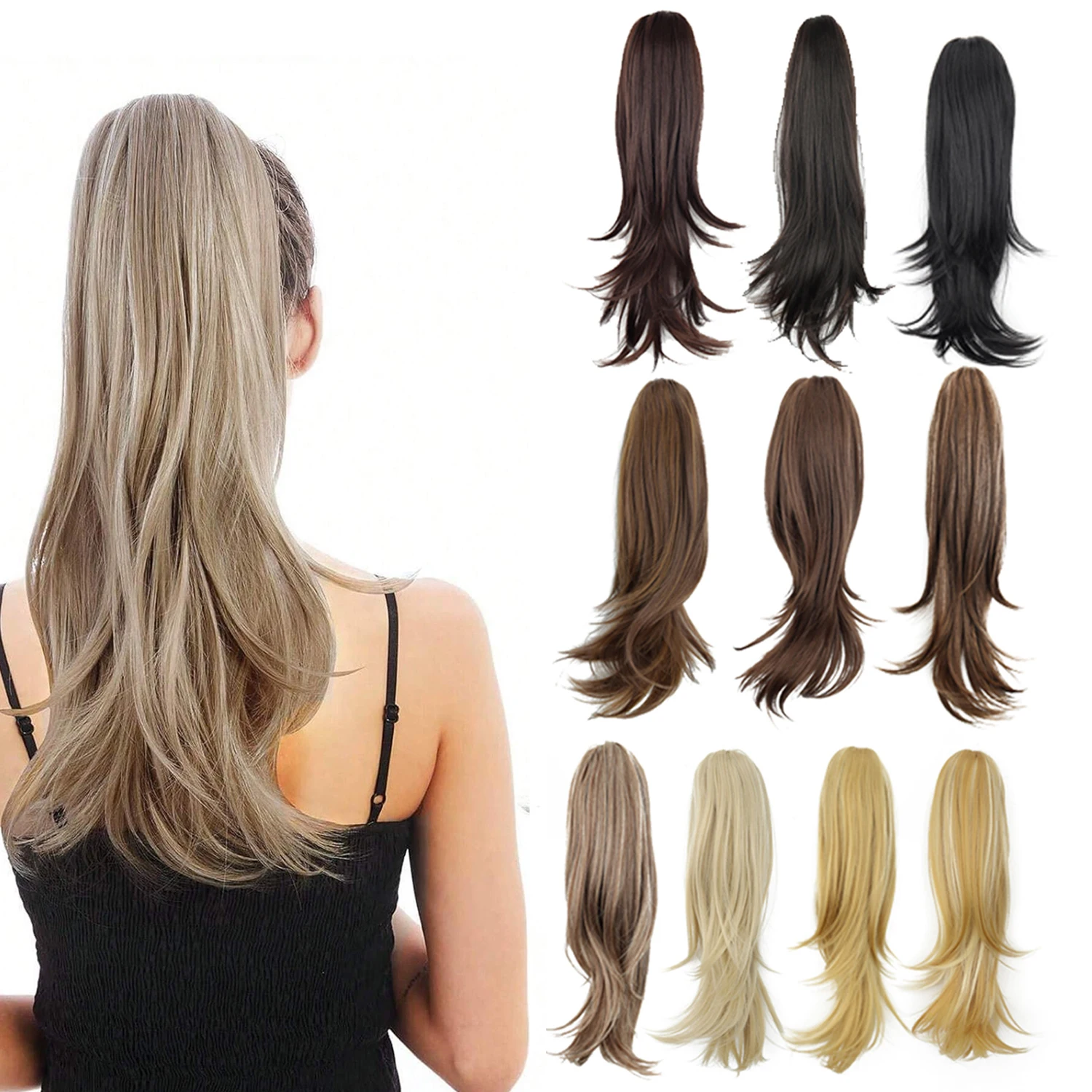 Long Curly Hair Synthetic Claw Clip Ponytail Hair Extension Ponytail, Easy to Wear, Suitable for Daily Use of Wig Accessories