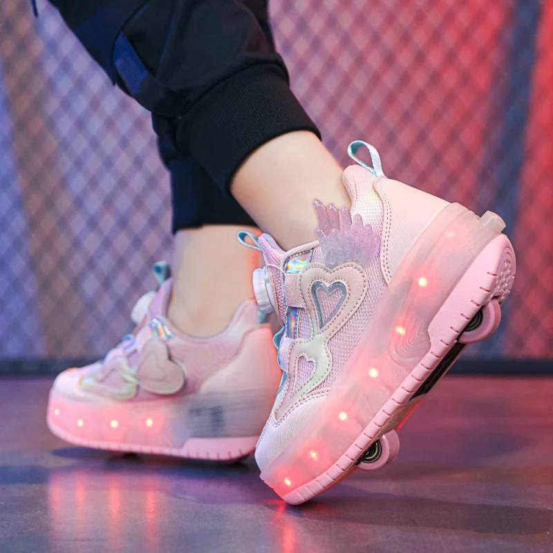 

Winter New 2025 Girls' Heelys: Wear-Resistant Invisible 4-Wheel Auto-Retractable Roller Shoes casual