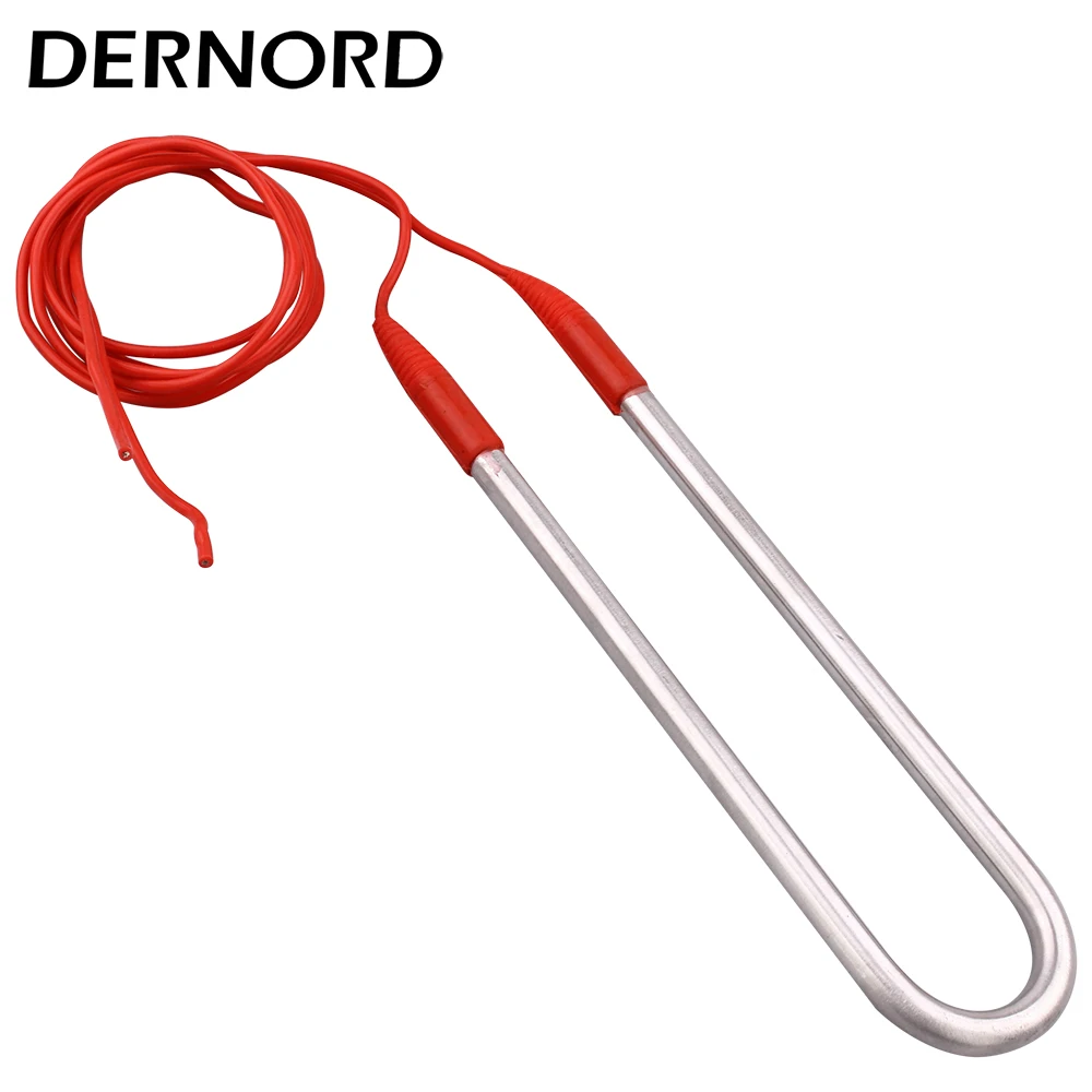 DERNORD 24v U Shape Electric Heating Element for Water 200w/300w/400w/500w DC Immersion Tubular Heater with Water Proof Cable