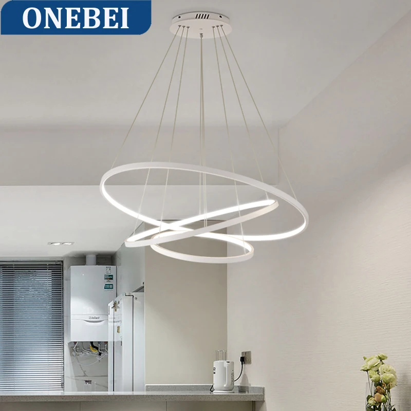 Modern LED White Ring Chandelier For Living Room Dining Room Bedroom Study Pendant Lighting Home Decorative Lamps