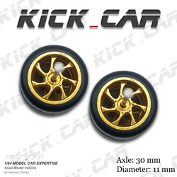 1/64 Model Car Wheels with Rubber Tires Seven Spoke Refitting Parts for Diecast Hot Wheels Mainline Matchbox Tomica D:11mm 1 Set