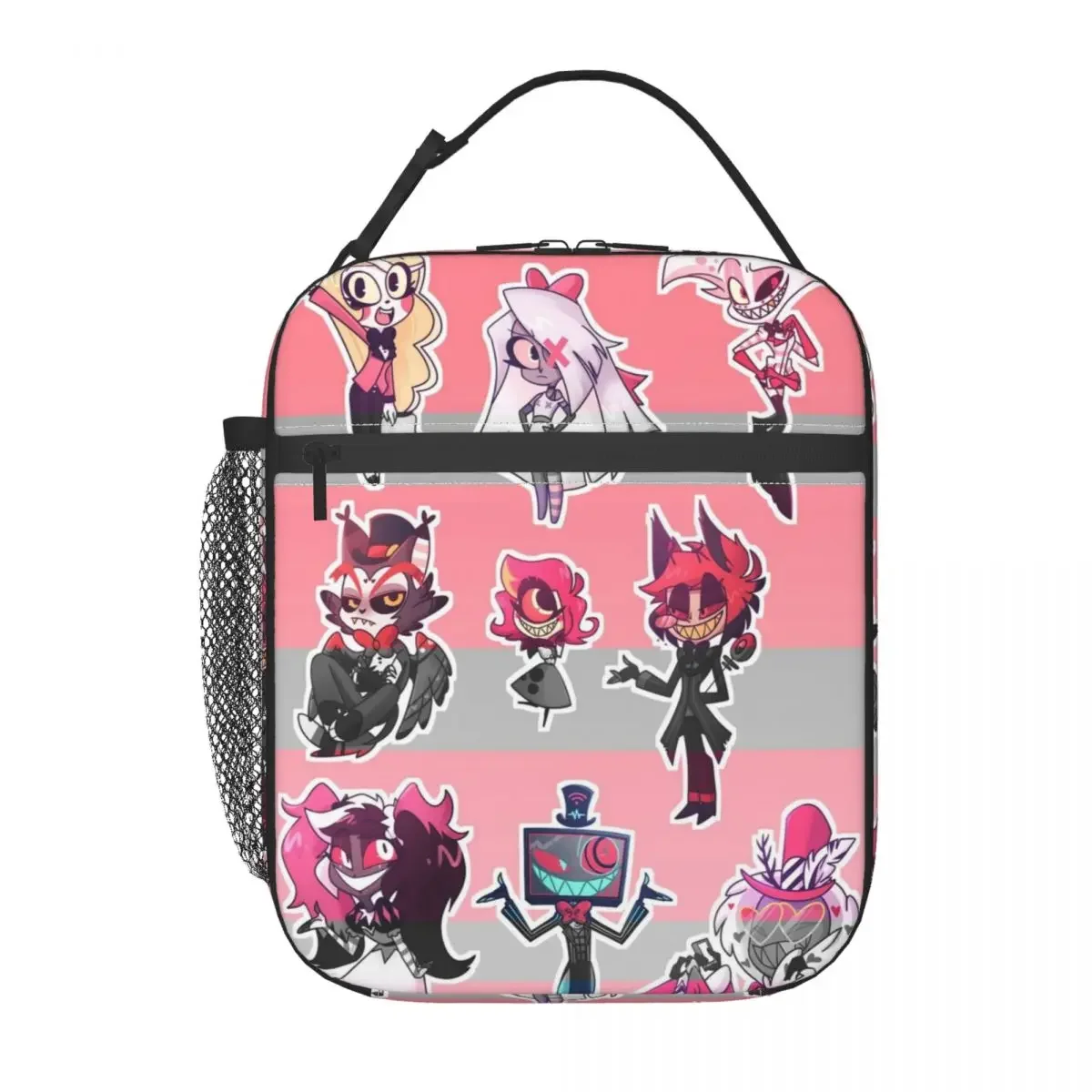 Hazbin Hotels Anime Insulated Lunch Bag Alastor Angel Dust Storage Food Box Reusable Cooler Thermal Lunch Boxes For Picnic