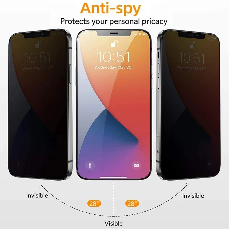 1-5Pcs Privacy Screen Protectors for IPhone 12 13 14 Pro Max Mini 7 8 Plus Anti-spy Tempered Glass for IPhone 11 Pro MAX XS XR X