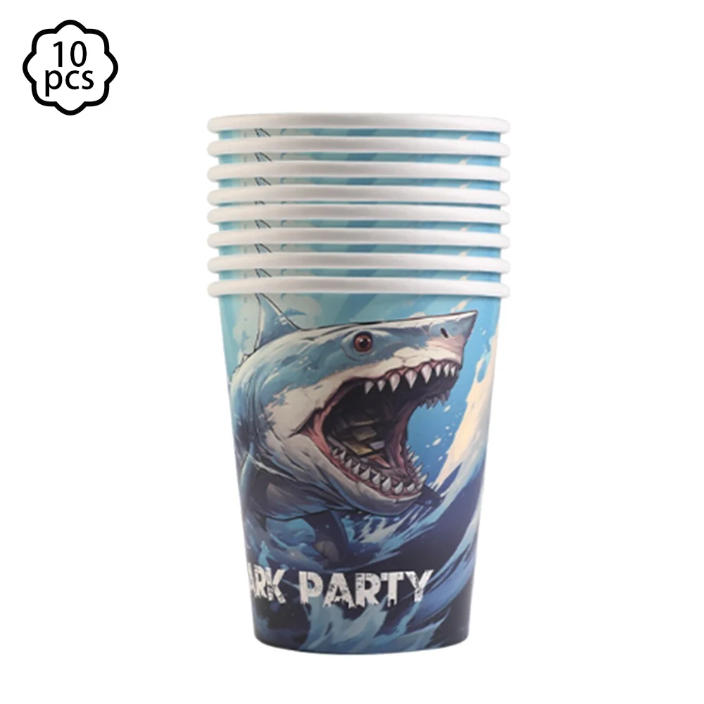 Ocean Shark party Tableware Plates cups Tablecloth Shark Plates cup Napkins kids Birthday supplies Shark Party Decoration Banner