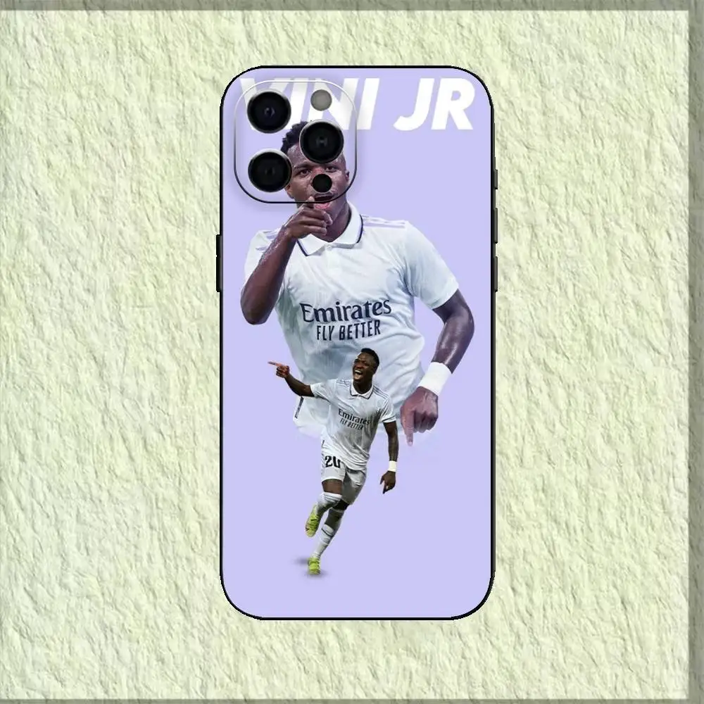 جراب هاتف V-Vinicius J-Junior مصنوع من السيليكون باللون الأسود الناعم لهاتف IPhone 17,16,15,14,13,12,11,XS,Plus Pro Max