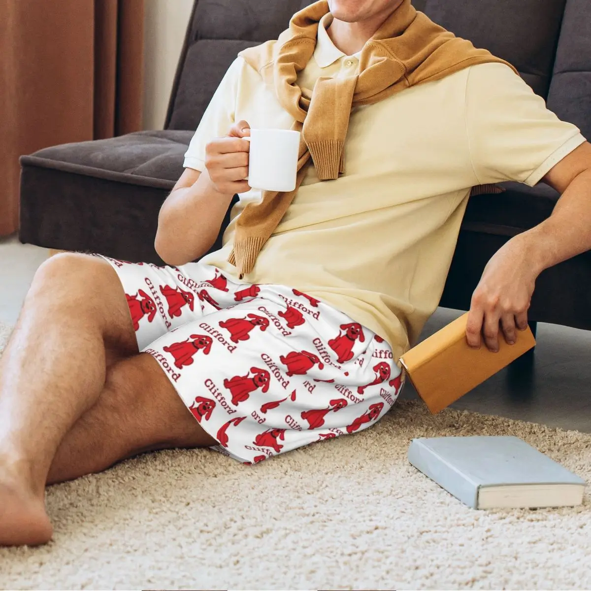 Custom Clifford The Big Red Dog Shorts Sleeping Pants Men Pajama Pants Lounge Sleep Sleepwear Bottoms - view 5