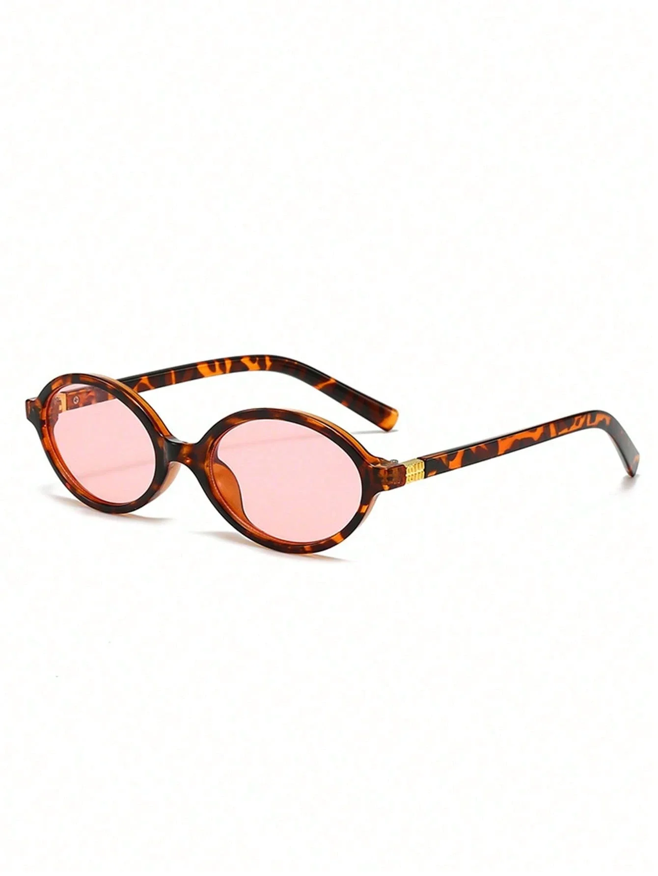 Retro Small Oval Frame Fashion Glasses For Women Pink Lens Tortoise Shell Frame