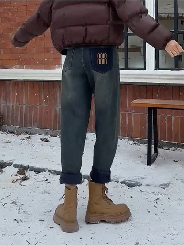 Jeans Harlan Ricamati Stile Retrò Americano, Jeans a Gamba Dritta Snellenti da Donna, Jeans Dad a Vita Alta, Abbigliamento Casual in Denim