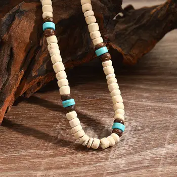 Noter 男士天然椰子珠木質項鍊 19 吋短頸鍊 手工項鍊 男士禮物 休閒飾品 10 最佳銷售 椰子女孩 - №5