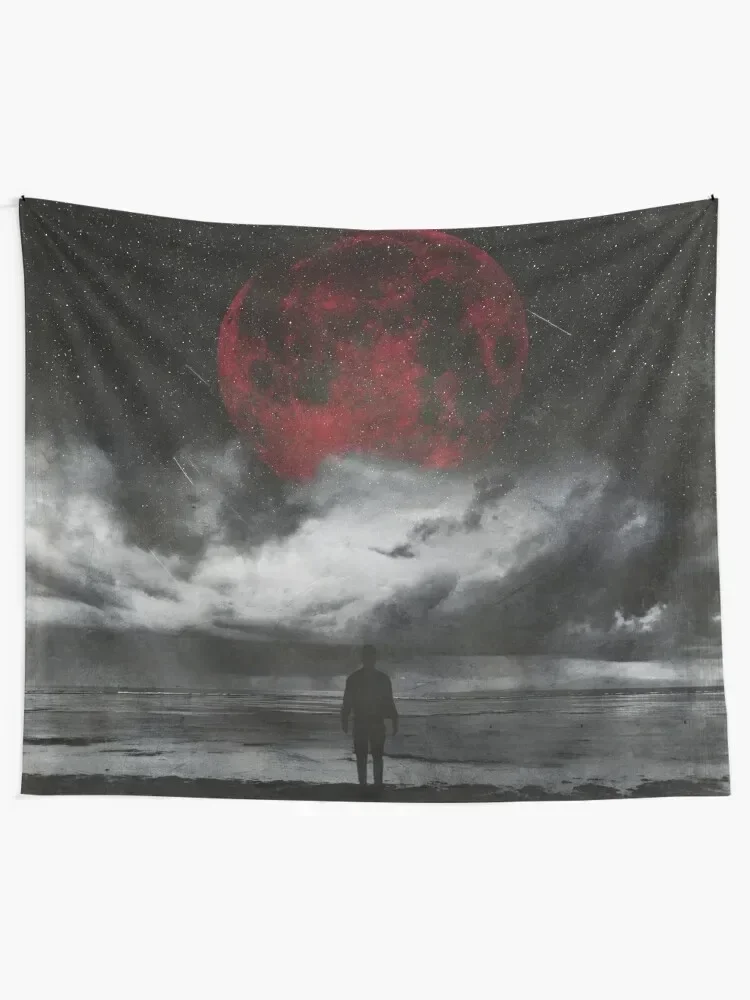 retreat - surreal seascape with red moon Tapestry Outdoor Decoration Aesthetic Decoration Tapestry