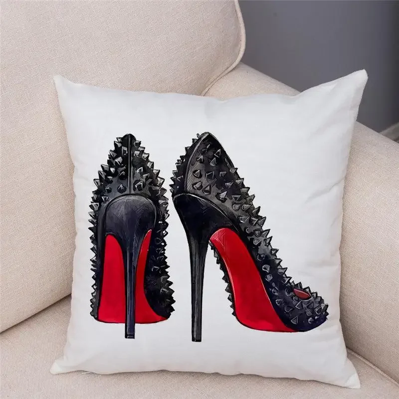 Women High Heels Printed Cushion Cover Bedroom Pillowcase Home Decor Pillowcase Sofa Decor